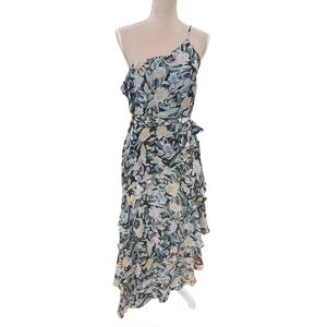Petal & Pup Amren Floral One-Shoulder Tiered Asymmetric Sleeveless Dress 14 NWT